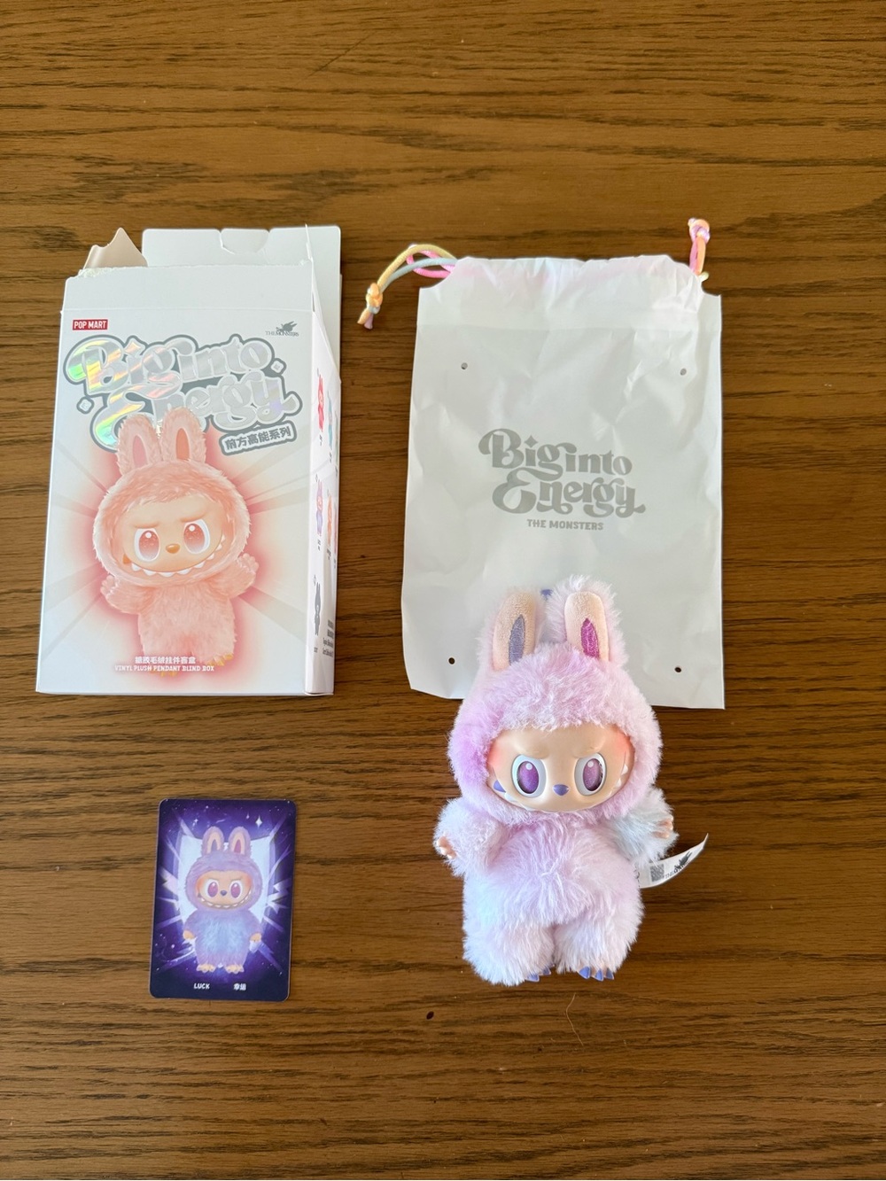 Authentic Labubu Pink Purple Luck Big into Energy Pop Mart
